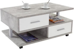 Couchtisch Holz mit Stauraum Quattro, Betonoptik Hell