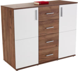 Kommode Ina 03 B:132cm Eiche Kraft Dunkel Dekor/ Weiß