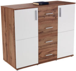 Kommode Ina03 B:132cm Wotan Eiche Dekor/Weiß