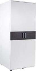 Drehtürenschrank 90cm Star, Weiß/ Betonoxid Dekor