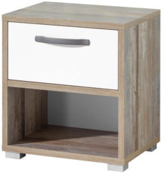 Nachtkästchen Moon B: 49 cm Buche Dekor/Weiß