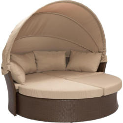 Gartenmuschel Benita Aus Polyrattan mit Dach, Kissen