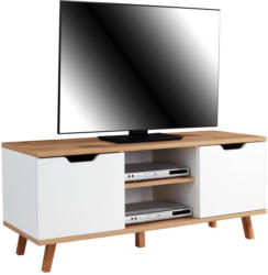TV-Regal Turin B: 140 cm Weiß, Wotan Eiche