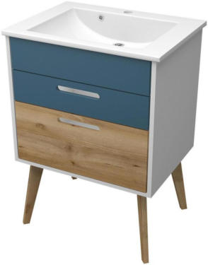 wogibtswas.at - Waschtischkombi Malmö 60 cm Weiß/Blau/Buche € 299,00
