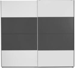 Schwebetürenschrank 226cm Feldkirch, Weiß/ Grau Dekor