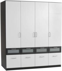Drehtürenschrank mit Glas 181cm Nagold Extra, Weiß Dekor