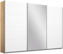 Schwebetürenschrank mit Spiegel 271cm Belluno, Weiß Dekor