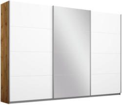 Schwebetürenschrank mit Spiegel 271cm Belluno, Weiß Dekor