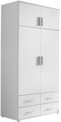 Drehtürenschrank mit Schubladen 92cm Kemi, Alpinweiß Dekor