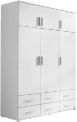 Drehtürenschrank mit Schubladen 136cm Kemi, Alpinweiß Dekor