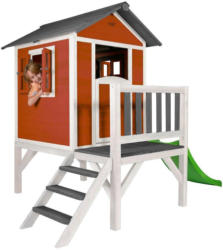 Stelzenspielhaus Holz mit Rutsche Weiß/Rot Sunny Lodge