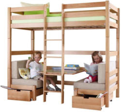 Hochbett Finley 2mal 90x200 cm Buche