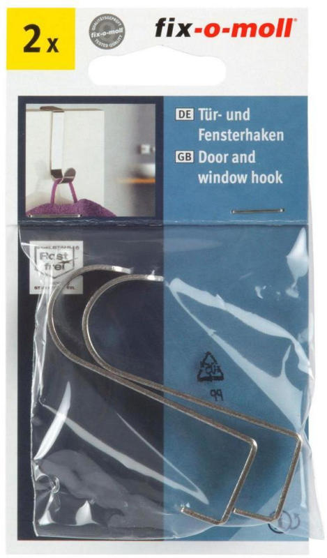 Tür- und Fensterhaken B/H/T: 1,1/6/2,3cm, 2 Stück