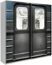 Schwebetürenschrank 170cm Plakato Metro, Grau Dekor