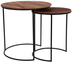 Beistelltisch 2er-Set Moon Eiche Dekor + Metall Schwarz