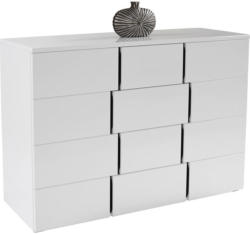 Kommode Split 2t4l B:150cm Weiß Hochglanz/ Schwarz Dekor