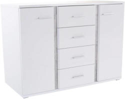 Kommode Köln 3 B:140cm Weiß Hochglanz/ Betonoptik