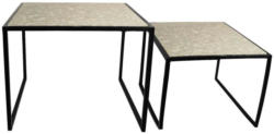 Beistelltisch 2er-Set Ston 2, Betonoptik + Gusseisen