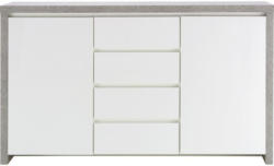 Sideboard in Weiß Hochglanz/Betonoptik