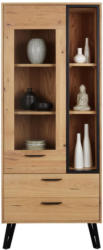 Vitrine in Eichefarben teilmassiv