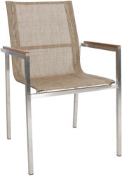 Stapelsessel In Holz, Metall, Textil Braun, Silberfarben