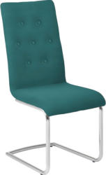 Schwingstuhl in Metall, Textil Edelstahlfarben, Petrol