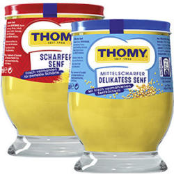 Thomy Delikatess Senf oder Scharfer Senf jedes 250-ml-Glas