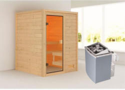 Karibu Sauna Sandra, 9 kW, naturbelassen, integrierte Steuerung
