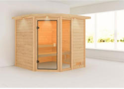 Karibu Sauna Tabea, mit Kranz, naturbelassen, ohne Ofen