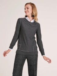 heine STYLE Pullover Mit Ripsband und Nieten