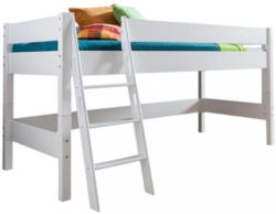 mittelhohes Bett Kim 90x200 cm Buche Massiv Weiß