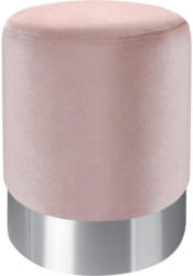 Hocker in Metall, Textil Rosa, Edelstahlfarben