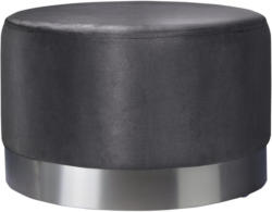 Hocker In Metall, Textil Grau, Edelstahlfarben