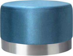 Hocker in Metall, Textil Edelstahlfarben, Petrol