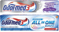Odol-med3 Zahncreme All in one Schutz oder White&Shine, Samtweiss oder Complete Care versch. Sorten, jede 75-ml-Packung