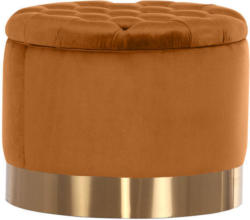 Hocker In Metall, Textil Gelb, Goldfarben