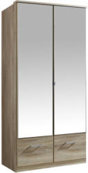 Drehtürenschrank mit Spiegel 90cm Imago, Sägerau Dekor