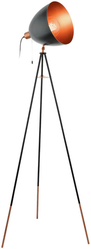 Lampadaire Chester acier, noir / cuivre -