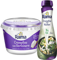 Rama Cremefine zum Verfeinern, zum Kochen oder zum Aufschlagen, jeder 200-g-Becher/jede 250-ml-Flasche