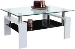 Couchtisch Glas mit Ablageflächen Silvia, Weiß