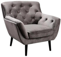 Chesterfield-Sessel In Holz, Textil Grau, Schwarz
