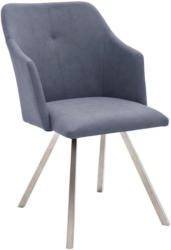 Stuhl In Metall, Textil Blau, Grau, Edelstahlfarben