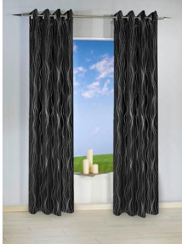 Ösen-Dekoschal Monaco VD, schwarz-silber, ca. 135 x 245 cm