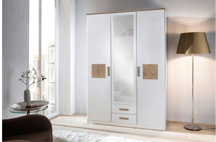 Kleiderschrank Kärnten alpinweiß/Abs. Hirnholz 135 cm