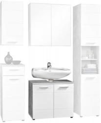Waschbeckenunterschrank Stockholm Beton-Optik/weiß Hochglanz B/H/T: ca. 70 x 60 x 35 cm