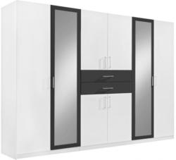 Drehtürenschrank Diver alpinweiß/ Abs. Graphit 270 cm