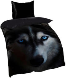 Microfaser Wendebettwäsche Wolf schwarz