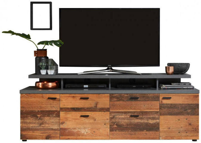 TV-Lowboard Mood Old-Wood-Nachbildung/Beton-Optik dunkel