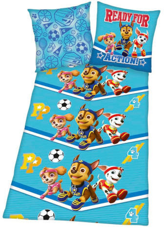 Baumwoll Flanell Bettwäsche Paw Patrol blau 135 x 200 cm