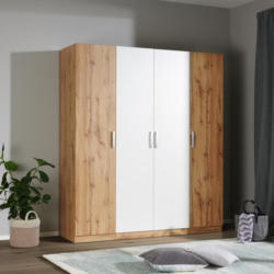 Drehtürenschrank 182,2cm Unit, Eiche Dekor/Weiß